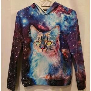 Newcosplay Galaxy Cat Hooded Sweetshirt Chest 38" Nape to Hem 24"